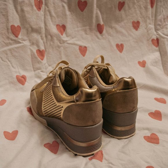 Cestfini High Heel Wedge Sneakers - Gold - Picture 3 of 5